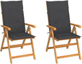 Patio Chairs 2 pcs,Outdoor Folding Chair,Lounge Chair,Portable Camping Chair,Tanning Chairs for Outside,Garden Chair,for Outdoor Patio, Campsite, or Yard, with Anthracite Cushions Solid Teak Wood