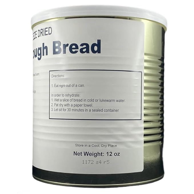 Freeze-Dried Sourdough or Fermented dough Bread 12 Oz Per Can Long Shelf Life, Lightweight Survival Food for Emergency, Camping and Hiking Easy Prep Meals 25+ Year Shelf Life Made in USA