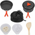 Portable Camping Tableware Cooking Set Outdoor Cookware Pan Pot Bowl Spoon Utensils for Hiking Picnic Travel Wild Campismo(B)