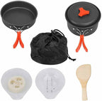 Portable Camping Tableware Cooking Set Outdoor Cookware Pan Pot Bowl Spoon Utensils for Hiking Picnic Travel Wild Campismo(B)