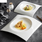 Camping Plates Ceramic Dinner Plate Creative Square Deep Plate Thick Soup Plate Dessert Plates Sushi Plates Restaurant Specialty Tableware Cold Dish Plate Decorative Plate(A 10 inch)