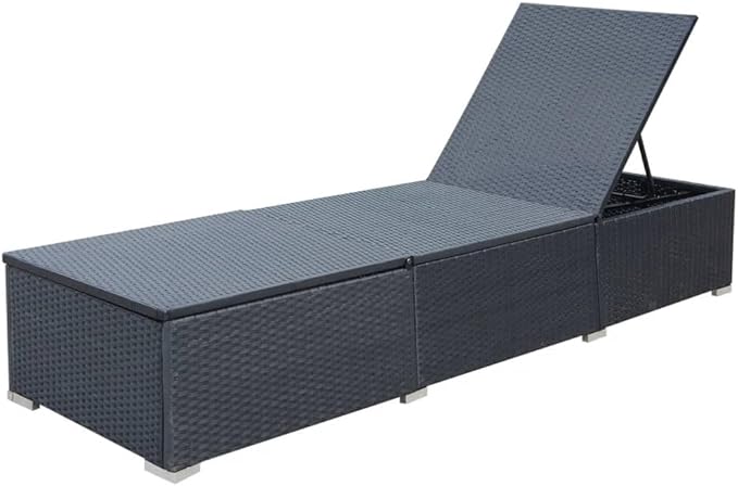 Outdoor Chairs Beach Chair Camping Chairs Patio Furniture Sun Lounger with Cushion Poly Rattan Black for Poolside Backyard and Beach