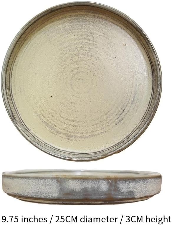 Camping Plates Ceramic Tableware Large Soup Bowl Noodle Bowl Salad Bowl Steak Plate Dessert Plate Deep Plate Home Large Decorative Plate(3PCS)