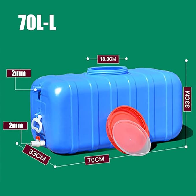Water Tank Water Tank 100L Water Bucket Water Tank Water Bucket Household Water Storage Outdoor Food Grade Plastic Water Tank Large Rectangular Horizontal Disaster Camp Water Tank(Size:70L-L)