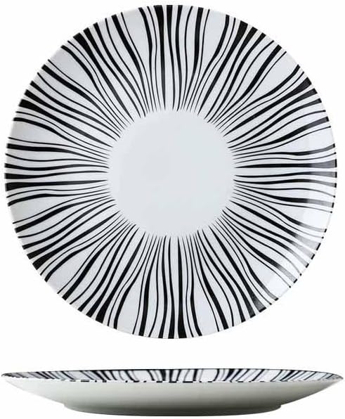 Camping Plates Creative Ceramic Dinner Plate Restaurant Round Dinner Plate Geometric Pattern Dinner Plate Kitchen Tableware Decorative Plate(A,25.8cm/10Inch)