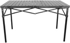 GoTEAM! Portable Heavy Duty Aluminum Roll-Top Table, Camping/Tailgating/Beach Instant Table with Carry Bag (Large)