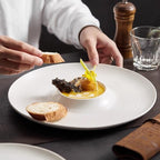 Camping Plates 9.5-inch Brushed White Thick Soup Creative Noodles Hotel Service Breakfast Tableware Dish Volcano Plate Restaurant Dessert Decorative Plate(12 in)
