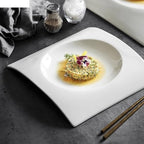 Camping Plates Ceramic Dinner Plate Creative Square Deep Plate Thick Soup Plate Dessert Plates Sushi Plates Restaurant Specialty Tableware Cold Dish Plate Decorative Plate(B 12.5 inch)