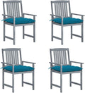 Director's Chairs with Cushions 4 pcs,Bistro Table and Chairs Outdoor,Lounge Chair,Patio Dining Chairs,Camping Chair,for Outdoor Patio, Campsite, or Yard, Gray Solid Acacia Wood