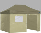 Eurmax USA Full Zippered Walls for 10 x 15 Easy Pop Up Canopy Tent,Enclosure Sidewall Kit with Roller Up Mesh Window and Door 4 Walls ONLY,NOT Including Frame and Top（Beige）