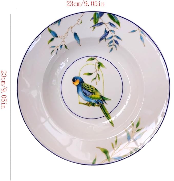 Camping Plates Retro Pastoral Style Bone China Dinner Plates, Tableware, Western Food, Household Dishes, Soup Decorative Plate