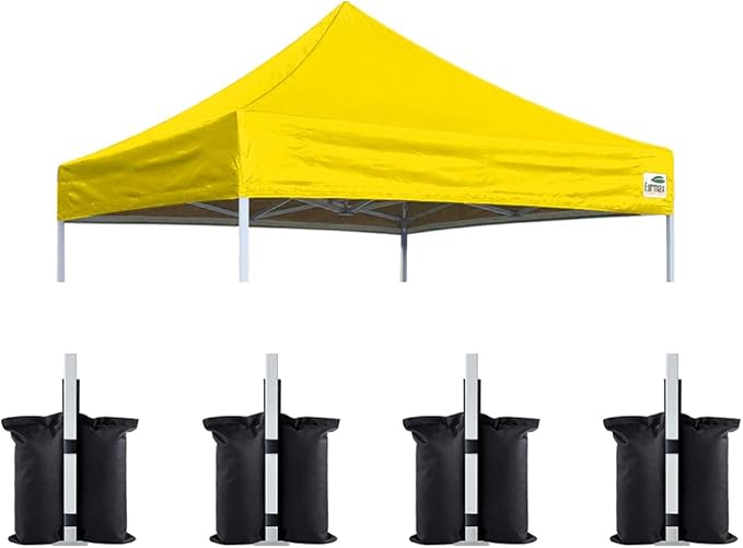 Eurmax USA Pop Up Canopy Replacement Canopy Tent Top Cover, Instant Canopy Top Cover ONLY,Bonus 4PC Pack Weight Bag (8x8, Yellow)