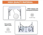 34" Square Folding Table Fold-in-Half Utility Dining Portable Table Heavy Duty HDPE with Carrying Handle, Plastic Tables for Camping,Picnic, Office, Party,Card Table (White)