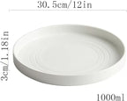 Camping Plates Ceramic Dinner Plate Home Kitchen Salad Plate Tableware Pure White Plate Round Simple Dessert Plate Flat Deep Plate Decorative Plate(004)
