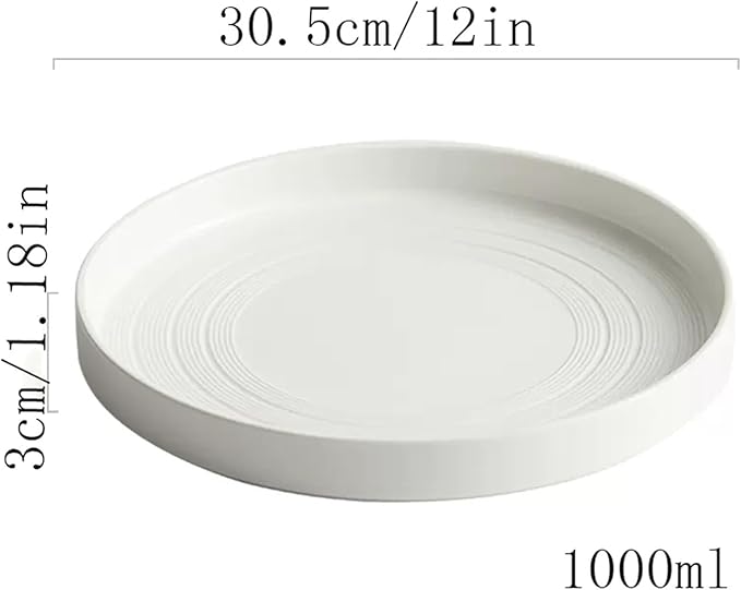 Camping Plates Ceramic Dinner Plate Home Kitchen Salad Plate Tableware Pure White Plate Round Simple Dessert Plate Flat Deep Plate Decorative Plate(004)