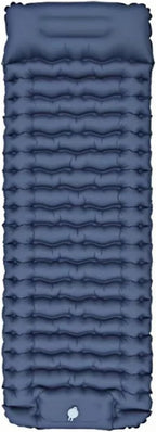 Outdoor Camping Inflatable Mattress Thicken Sleeping Pad with Built-in Pillow & Pump, Portable Air Mat for Travel Hiking Climbing(Blue)