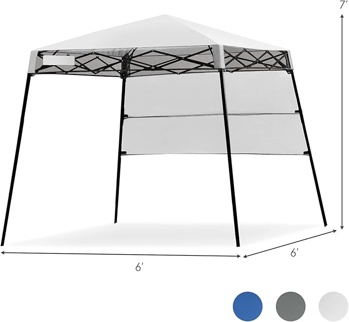 Fireflowery 7’ x 7’ Pop Up Canopy Tent, Portable Shelter Canopy w/Backpack, Outdoor Instant Canopy Tent, Lightweight & Compact for Hiking, Fishing, Camping, Picnic (7'x7' Base, 6'x6' top)