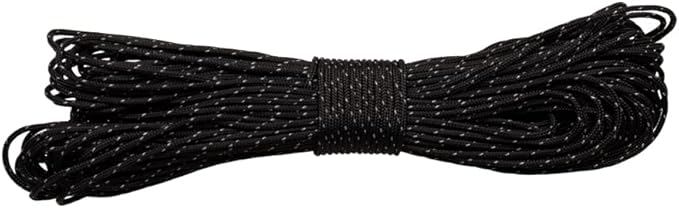 Paracord Planet – Fluorescent 1.75mm Reflective Guyline 95 Paracord Tent Rope Camping Parachute Cord – Black – 65ft