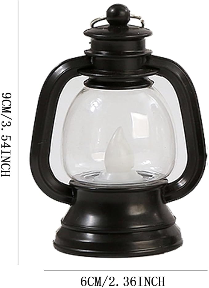 12 Pcs Mini Lanterns Decorative with LED Candle for Western Cowboy Xmas Home Decor Small Hanging Lantern Ornaments Camping Table Centerpiece Vintage Lantern Ornament