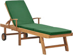 Sun Lounger with Cushion Solid Teak Wood Greentanning Chair Patio Chairs Recliner Chair Camping chairsSuitable for Gardens, courtyards