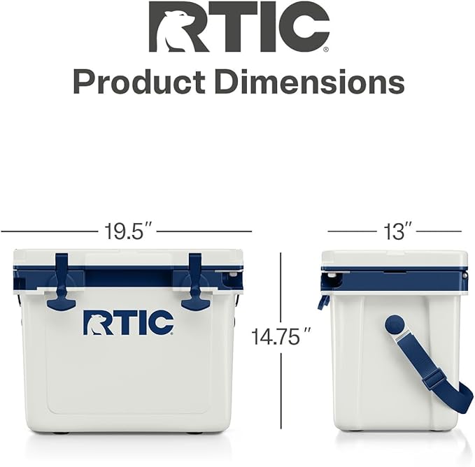 RTIC Ultra-Light 22 Quart Hard Cooler Insulated Portable Ice Chest Box for Drink, Beverage, Beach, Camping, Picnic, Fishing, Boat, Barbecue, 30% Lighter Than Rotomolded Coolers