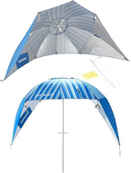 Beach Shelter Umbrella Premiere UPF 50+ Umbrella Shelter for Sun and Rain Protection for Adult (10-Foot,Blue Stripe)
