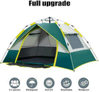 Pop Up Family Camping Tent, Dome 3-4 Persons Lightweight Backpacking Tent, Waterproof Automatic Camping Tent,UV Cut, Easy Setup, for Beach, Camping and Outdoor Activity