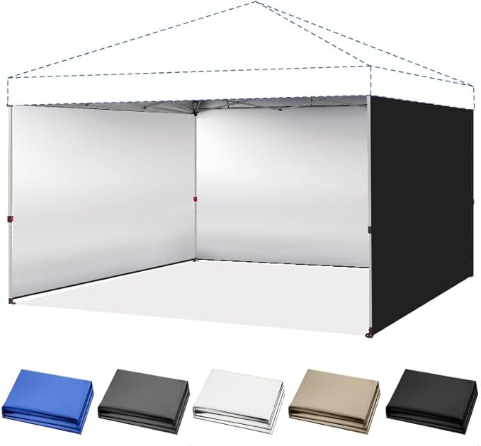 CROWN SHADES 12x12 Canopy Sidewalls (4pck) - Side Walls 12x12, Sidewalls for Canopy - Tent Accessories, Black
