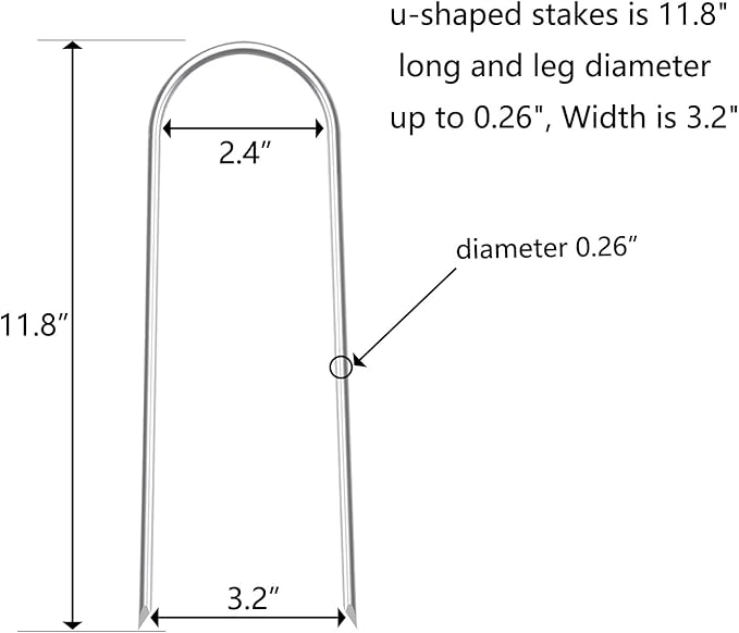 Heavy Duty Trampoline Stakes Anchors High Wind Stakes U- Shaped Sharp Ends Ground Anchor Galvanized Steel 11.8inch Safety Stakes for Soccer, Tents and Garden Decorations