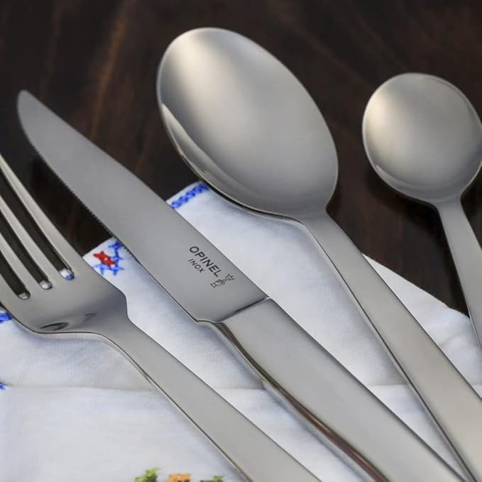 Opinel Perpétue Flatware Collection, Timeless and Elegant Stainless Steel Construction, Dishwasher Safe, Designed in France, Made in Portugal (4 Piece Table Spoon Set)