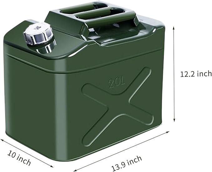 5 Gallons Metal Water Can 20liters Stackable Container, Portable Suitable for Outdoor Travel, Car Camping, Emergency Backup (Not For Drinking Water)