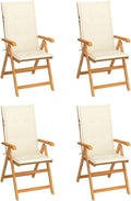 Patio Chairs 4 pcs,Outdoor Folding Chair,Lounge Chair,Portable Camping Chair,Tanning Chairs for Outside,Garden Chair,for Outdoor Patio, Campsite, or Yard, with Cream Cushions Solid Teak Wood