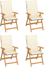 Patio Chairs 4 pcs,Outdoor Folding Chair,Lounge Chair,Portable Camping Chair,Tanning Chairs for Outside,Garden Chair,for Outdoor Patio, Campsite, or Yard, with Cream Cushions Solid Teak Wood