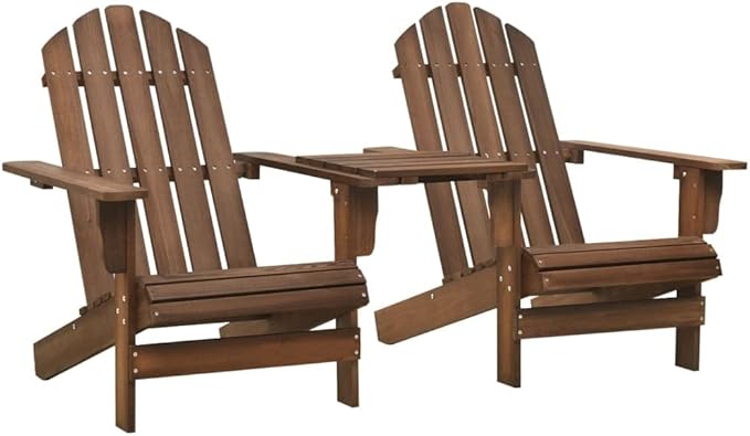 Patio Adirondack Chairs with Tea Table,Garden Chair,Leisure Chair,Bistro Chair,Leisure Chair,Camping Chair,Outdoor Chairs,Conversation Chair,for Patio,Balcony,Party, Solid Wood Fir Brown
