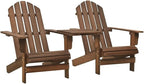 Patio Adirondack Chairs with Tea Table,Garden Chair,Leisure Chair,Bistro Chair,Leisure Chair,Camping Chair,Outdoor Chairs,Conversation Chair,for Patio,Balcony,Party, Solid Wood Fir Brown
