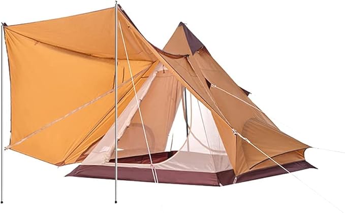 GeRRiT Family Camping Tent Large Waterproof Double Layer Pyramid Tipi Tent Camping Mongolian Yurt Tent for Picnic Festival