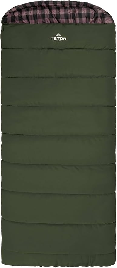 TETON Sports Deer Hunter Sleeping Bag, Warm and Comfortable Camping Sleeping Bag, Teton Tough Canvas Shell for Camping, Hunting, and Cold Weather