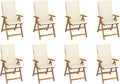 Folding Patio Chairs with Cushions,Bistro Chair,Patio Funiture,Lawn Chairs,Armchair,Beach Chair,Camp Chair,Coffee Chair,for Outdoor,Fire Pit,Deck,Lawn,Outside,Garden, 8 pcs Solid Acacia Wood
