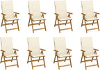 Folding Patio Chairs with Cushions,Bistro Chair,Patio Funiture,Lawn Chairs,Armchair,Beach Chair,Camp Chair,Coffee Chair,for Outdoor,Fire Pit,Deck,Lawn,Outside,Garden, 8 pcs Solid Acacia Wood