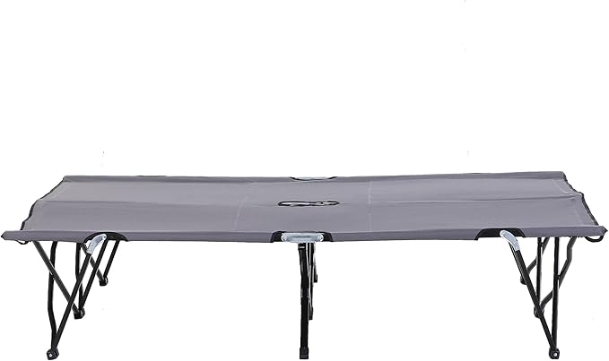 2 Person Folding Camping Cot for Adults, 50" Extra Wide Outdoor Portable Sleeping Cot with Carry Bag, Elevated Camping Bed, Beach Hiking, Grey