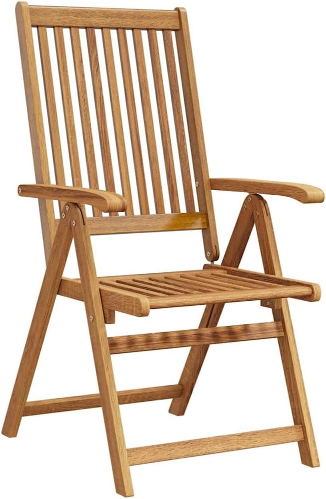 vidaXL - Patio Folding Chairs 6 Pcs - Camping Garden Lawn Chair - Solid Acacia Wood - Adjustable and Foldable - Brown Retro Style - 22.4" x 27.2" x 43.7"