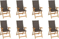 Reclining Patio Chairs with Cushions 8 pcs,Outdoor Folding Chair,Lounge Chair,Portable Camping Chair,Tanning Chairs for Outside,Garden Chair,for Outdoor Patio, Campsite, or Yard,Solid Teak Wood