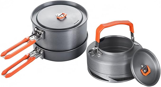 Camping Utensils Dishes Cookware Set Picnic Hiking Heat Exchanger Pot Kettle Outdoor Tourism Tableware