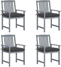 Director's Chairs with Cushions 4 pcs,Bistro Table and Chairs Outdoor,Lounge Chair,Patio Dining Chairs,Camping Chair,for Outdoor Patio, Campsite, or Yard, Gray Solid Acacia Wood