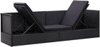 Patio Furniture Outdoor Chairs Beach Chair Camping Chairs Patio Bed with Cushion and Pillow Poly Rattan Black for Patio, Poolside, Beach,Camping