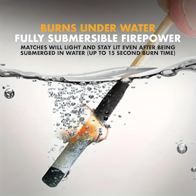 Survival Waterproof Match Kit – 20/40/60/80/100 Fire Starters with Extra Striker, Metal Tin & Waxed Tinder Cords – Stormproof Windproof for Camping & Emergency (4 x Tin Matches + Wax Rope)