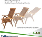 SeaTeak Weatherly Teak Folding Chair - 6-Position Foldable Chair - Weatherproof, Portable Teak Armchair for Boat Deck, Patio, Camping, Outdoors
