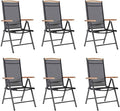 6-Pack Black Folding Patio Chairs, 25.6"x22.8"x42.9" Textilene Zero Gravity Outdoor Lounge Seats with Adjustable Backrest, Lightweight Camp Chairs for Garden Balcony Terrace