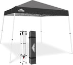 EAGLE PEAK 10x10 Slant Leg Pop-up Canopy Tent Easy One Person Setup Instant Outdoor Beach Canopy Folding Portable Sports Shelter 10x10 Base 8x8 Top (Gray)