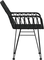 Patio Chairs 2 pcs with Armrest Black ,Coffee Chair,Study Chair,Armchair,Garden Chairs,Outdoor Chairs,Camping Chair,Beach Chair,for Deck, poolside,Camping,Beach,Campsite,22"x25.2"x31.5" PE Rattan